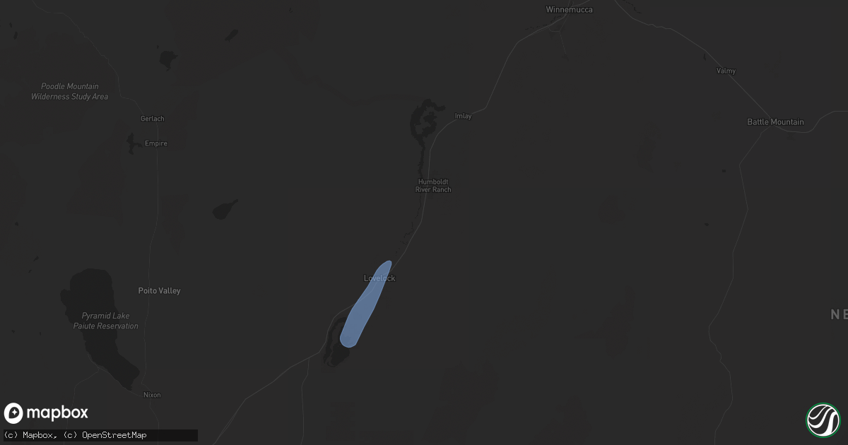Hail map in Lovelock, NV on April 12, 2024