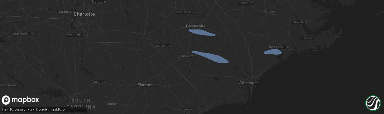 Hail map in Lumberton, NC on April 12, 2024