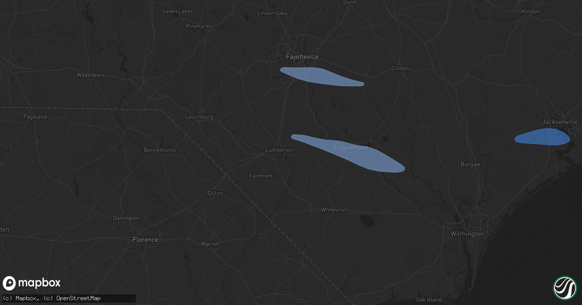 Hail map in Lumberton, NC on April 12, 2024