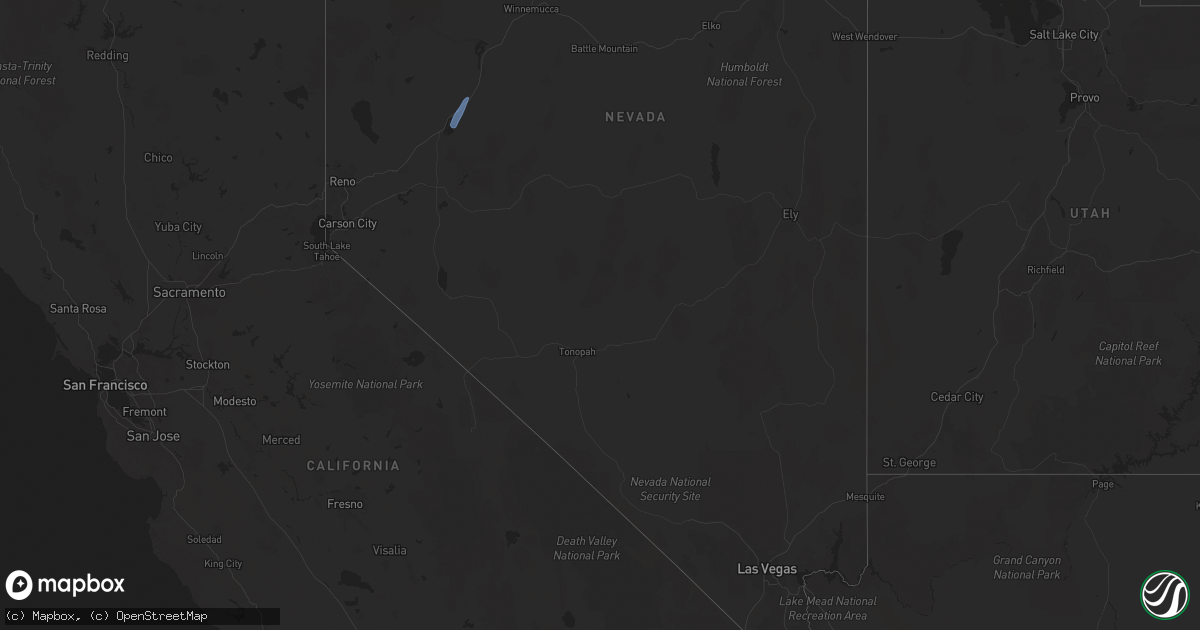 Hail map in Nevada on April 12, 2024