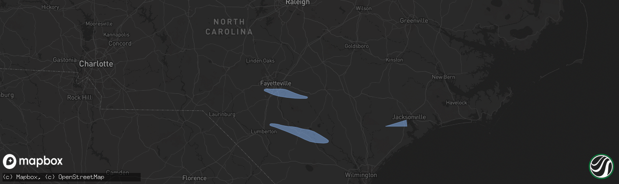 Hail map in Roseboro, NC on April 12, 2024