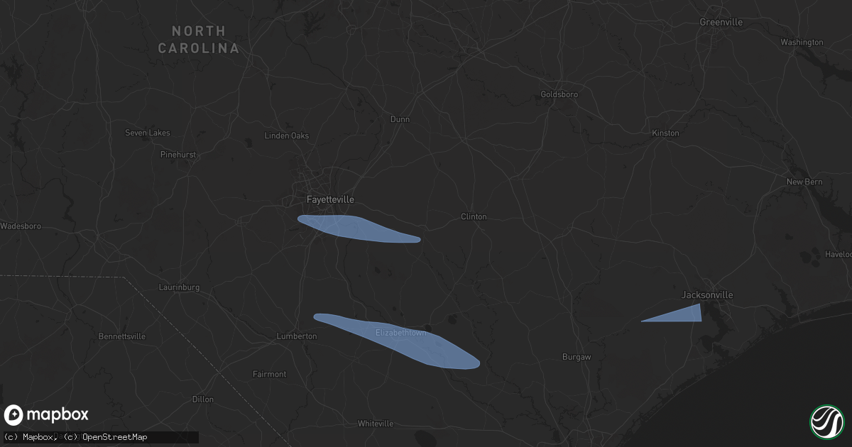 Hail map in Roseboro, NC on April 12, 2024