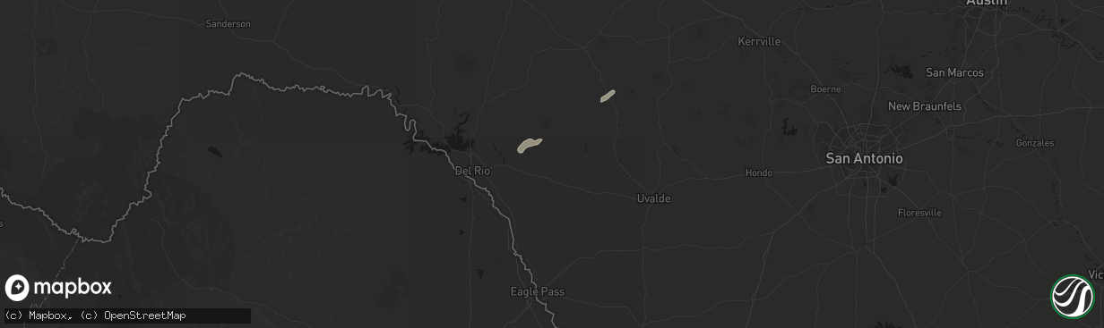 Hail map in Brackettville, TX on April 12, 2026
