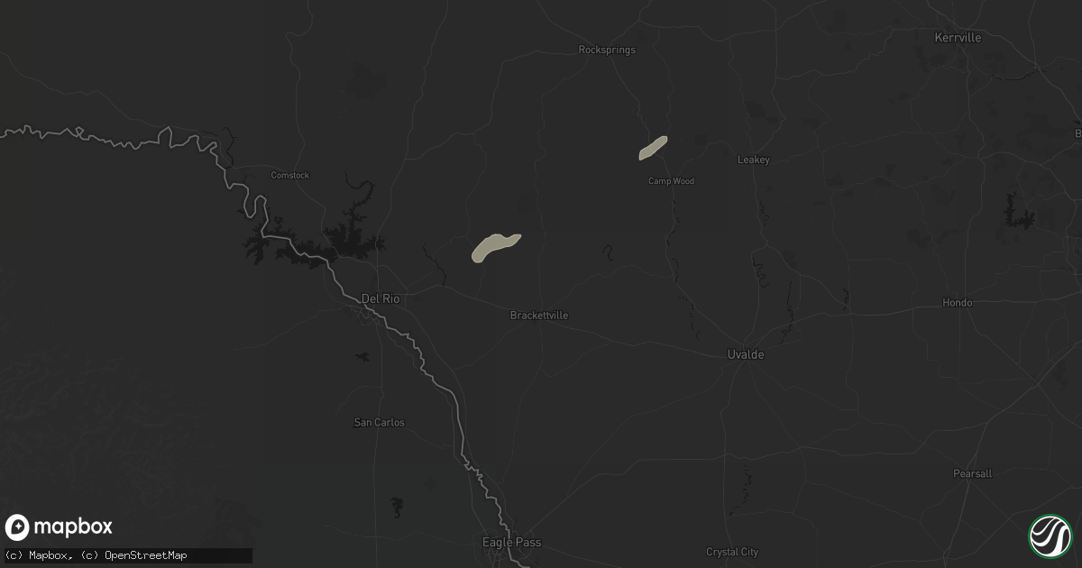 Hail map in Brackettville, TX on April 12, 2026