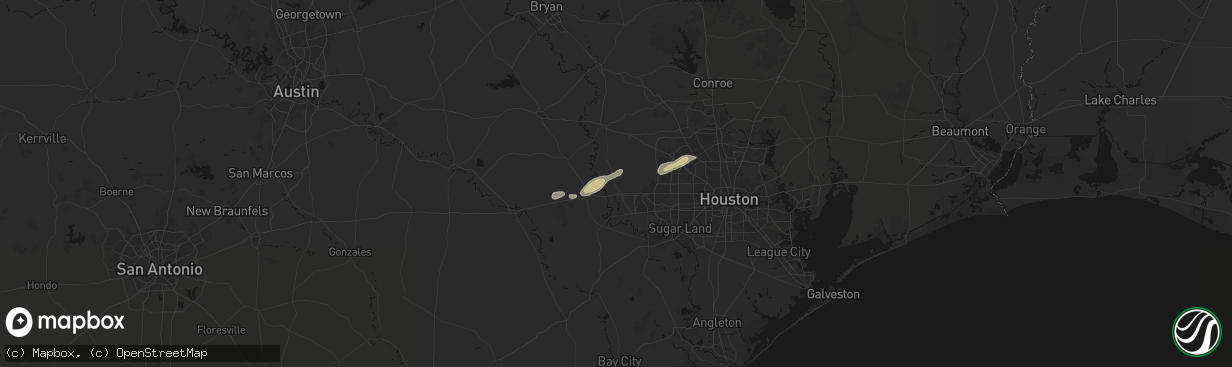 Hail map in Brookshire, TX on April 12, 2026