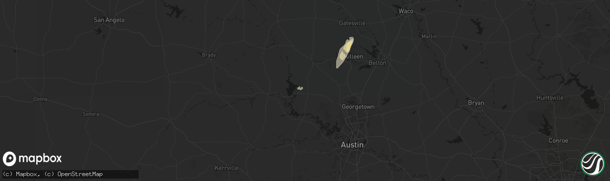 Hail map in Burnet, TX on April 12, 2026