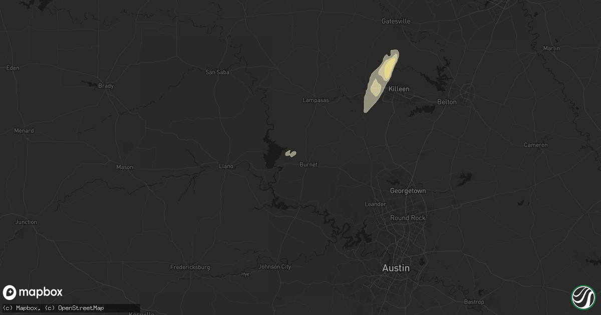 Hail map in Burnet, TX on April 12, 2026