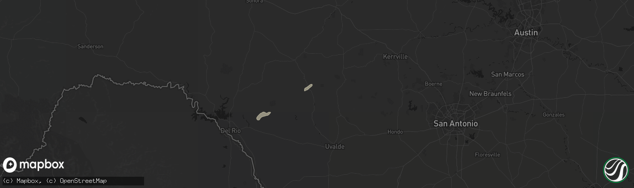 Hail map in Camp Wood, TX on April 12, 2026