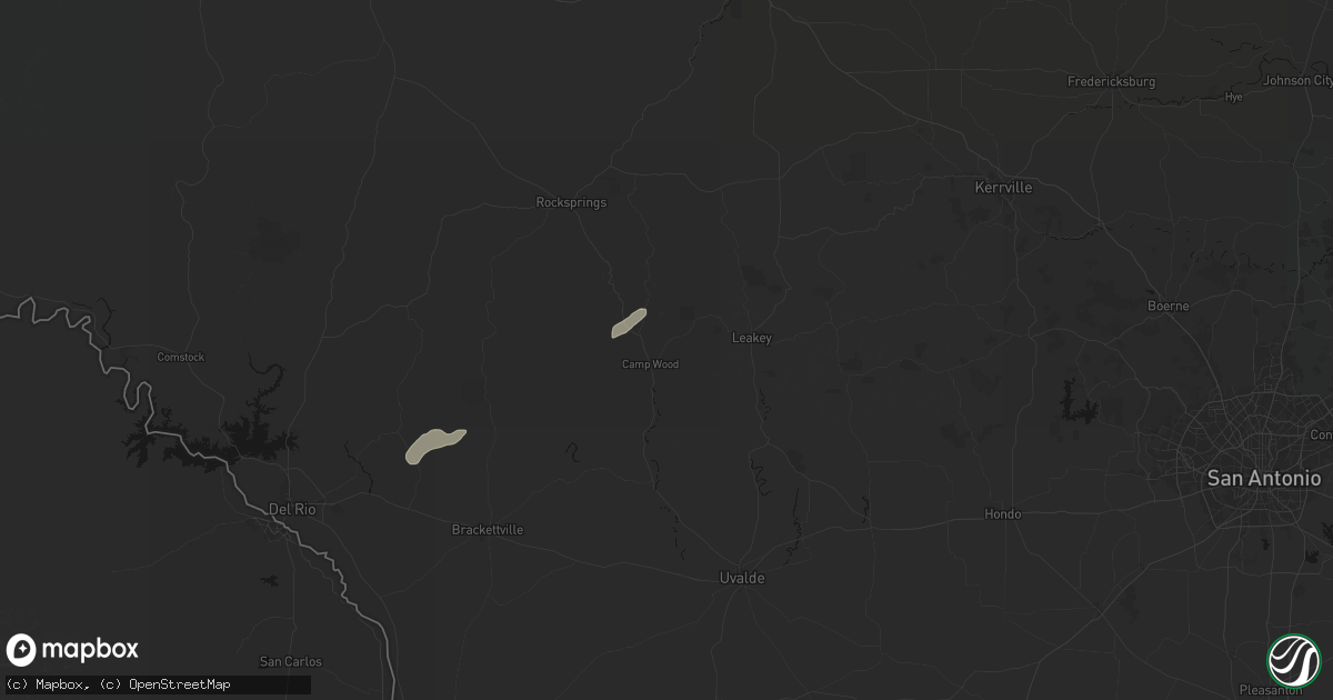 Hail map in Camp Wood, TX on April 12, 2026