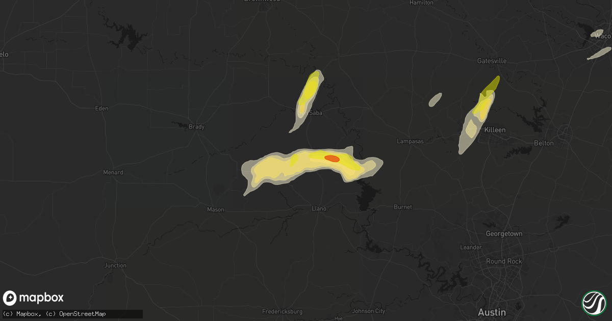 Hail map in Cherokee, TX on April 12, 2026