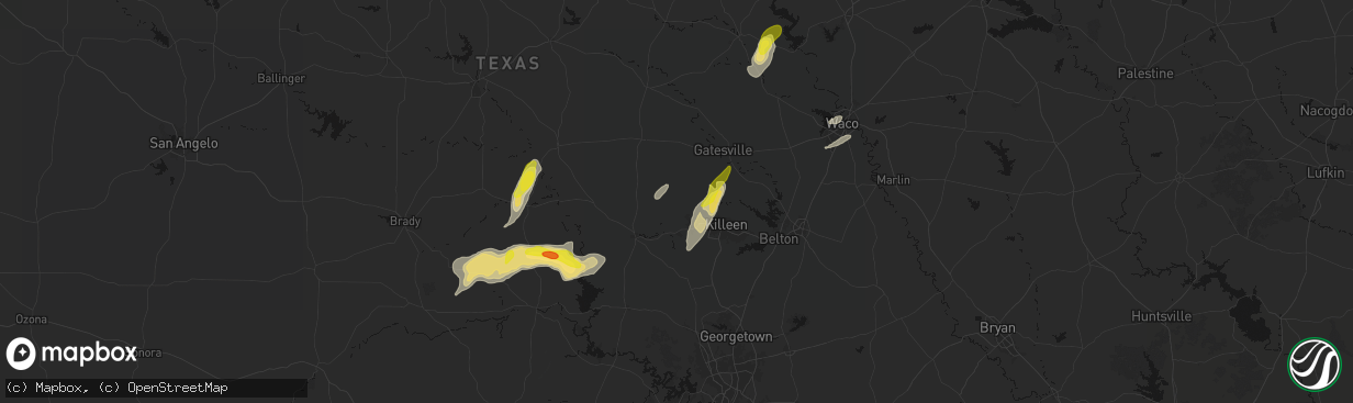 Hail map in Copperas Cove, TX on April 12, 2026