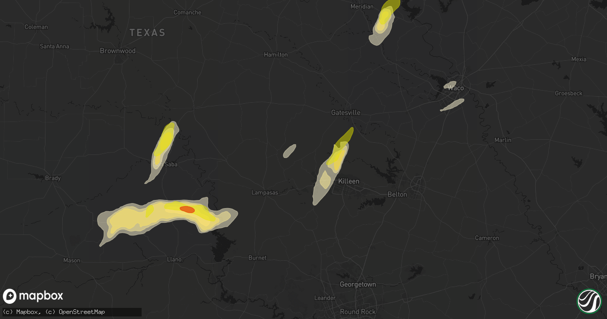 Hail map in Copperas Cove, TX on April 12, 2026