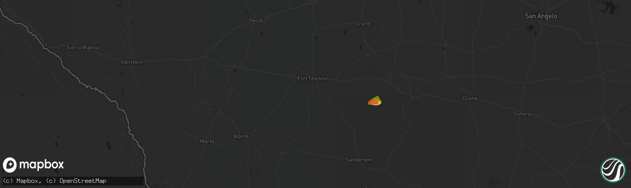 Hail map in Fort Stockton, TX on April 12, 2026