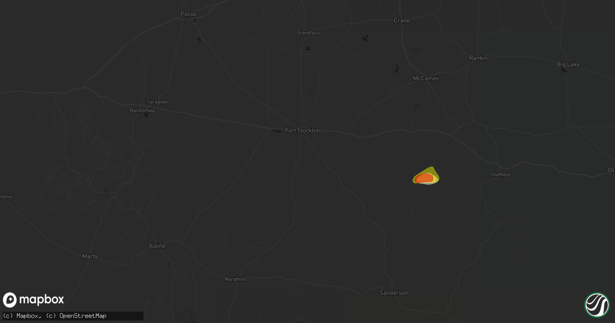 Hail map in Fort Stockton, TX on April 12, 2026