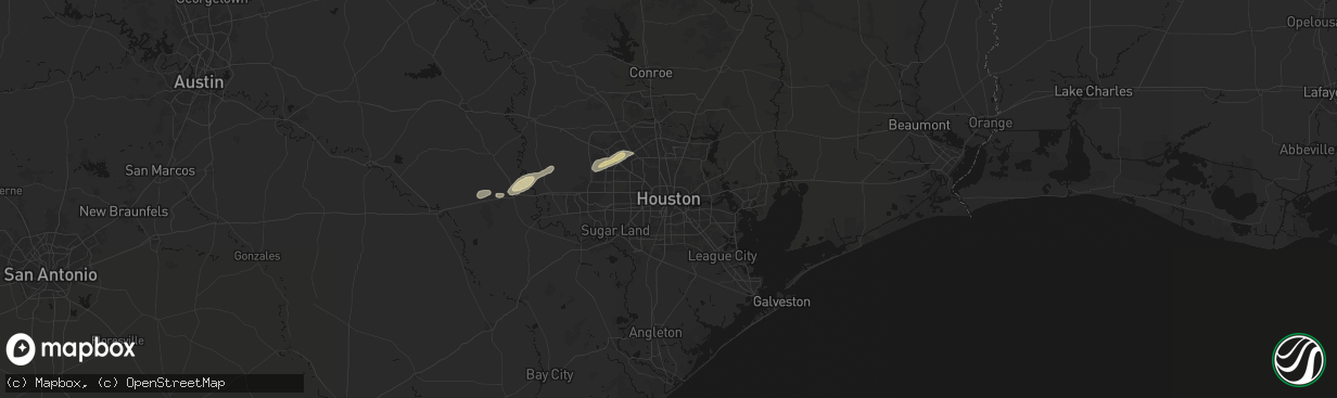 Hail map in Houston, TX on April 12, 2026