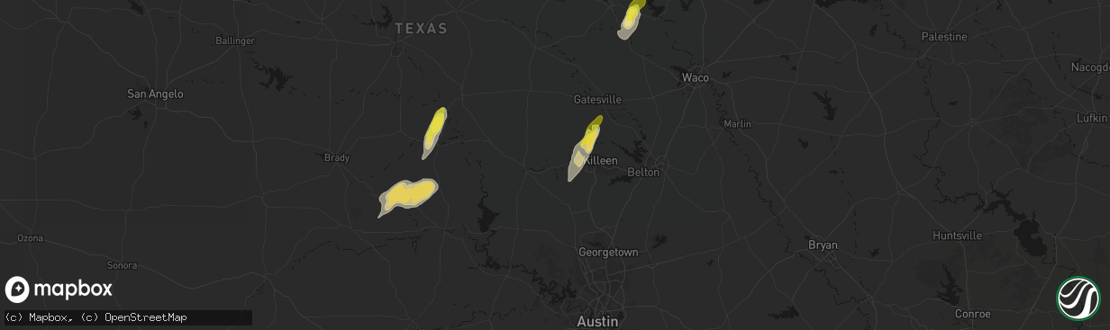 Hail map in Kempner, TX on April 12, 2026