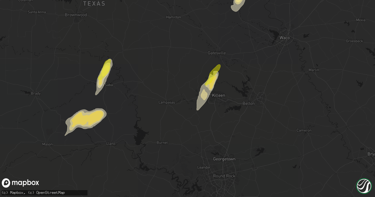 Hail map in Kempner, TX on April 12, 2026