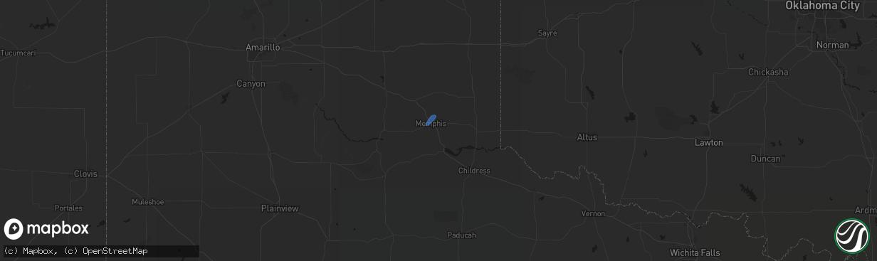 Hail map in Memphis, TX on April 12, 2026