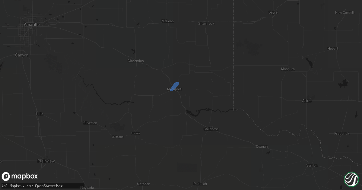 Hail map in Memphis, TX on April 12, 2026