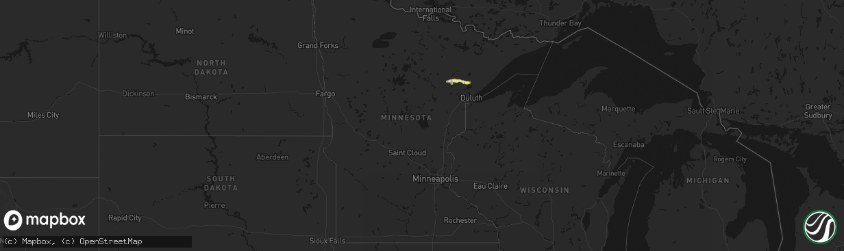 Hail map in Minnesota on April 12, 2026
