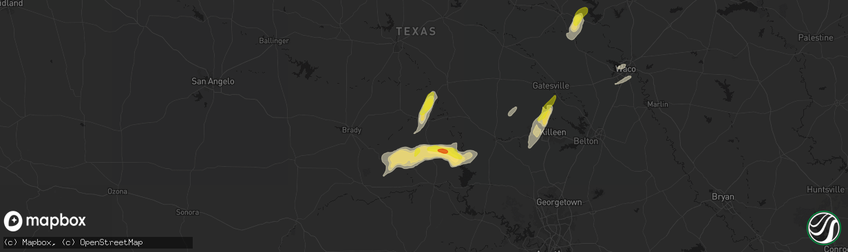 Hail map in San Saba, TX on April 12, 2026