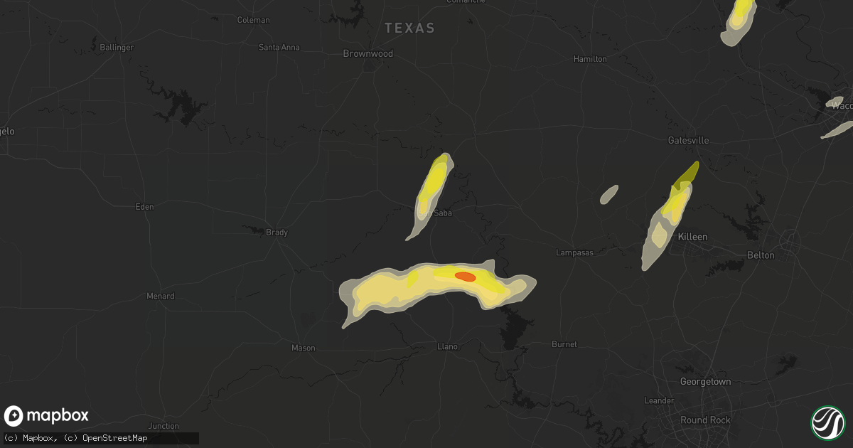 Hail map in San Saba, TX on April 12, 2026
