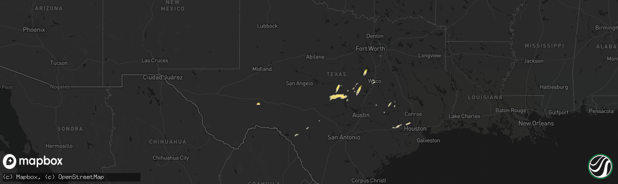 Hail map in Texas on April 12, 2026