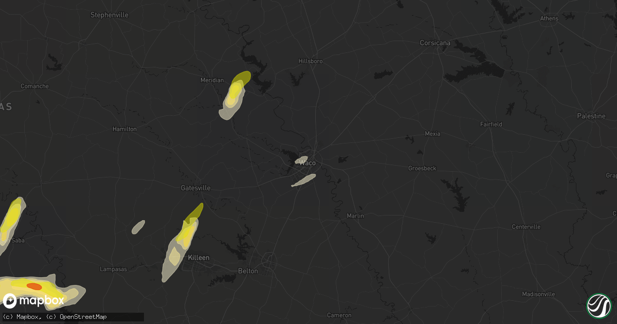 Hail map in Waco, TX on April 12, 2026