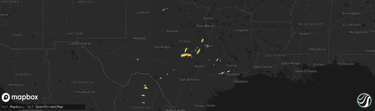 Hail map on April 12, 2026