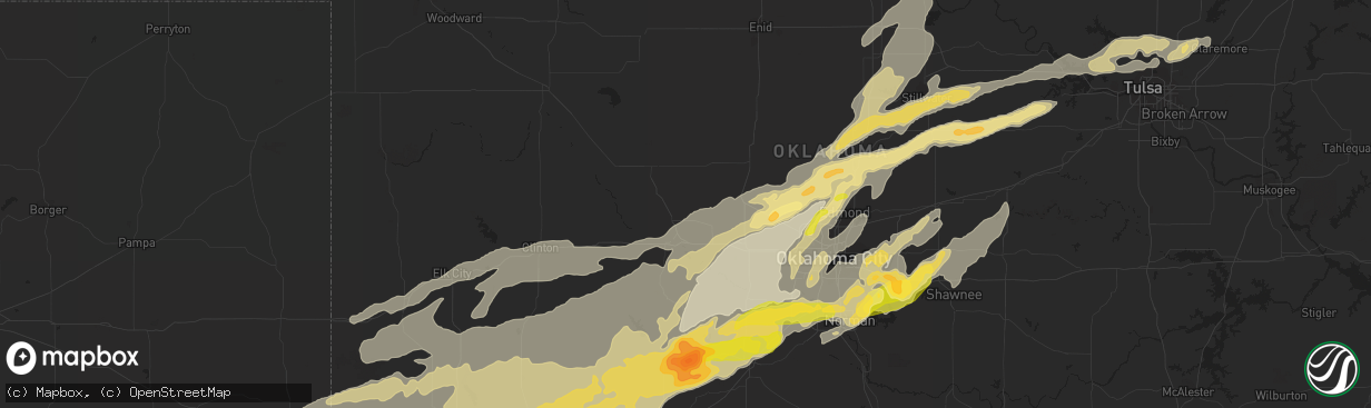 Hail map in Guthrie, OK on April 13, 2012