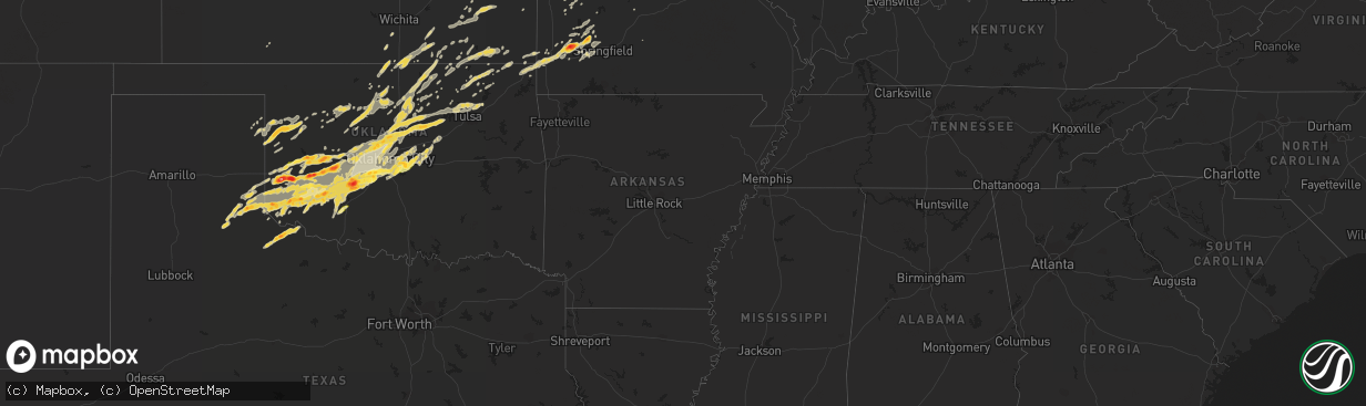 Hail map on April 13, 2012