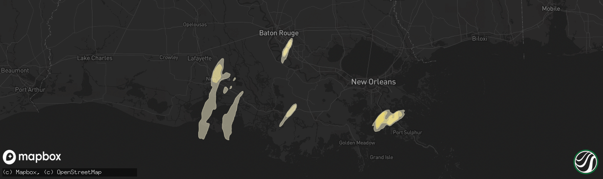 Hail map in Baton Rouge, LA on April 13, 2013