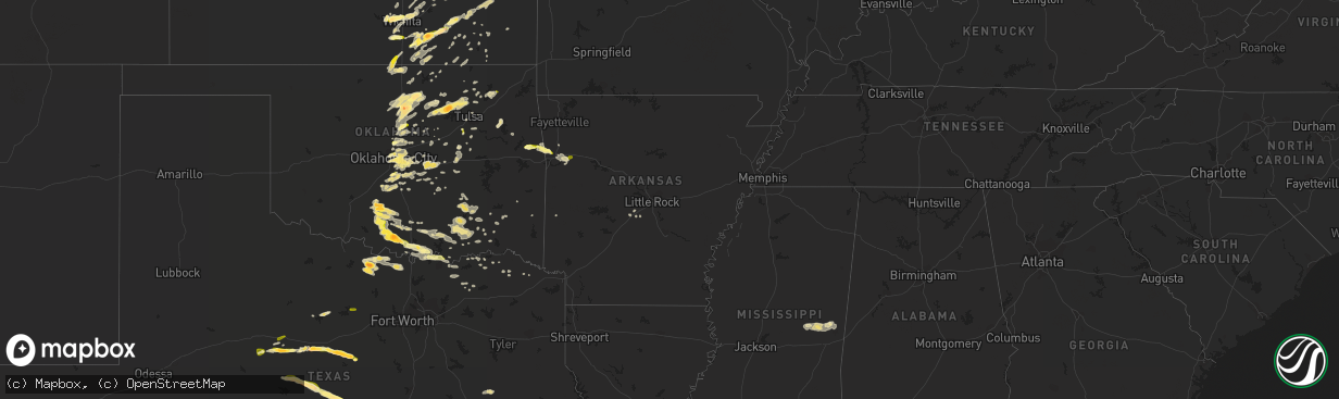 Hail map in Arkansas on April 13, 2014