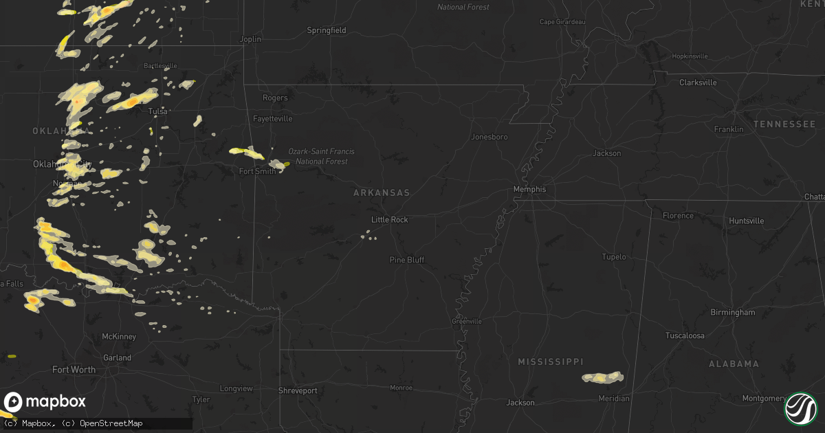 Hail map in Arkansas on April 13, 2014