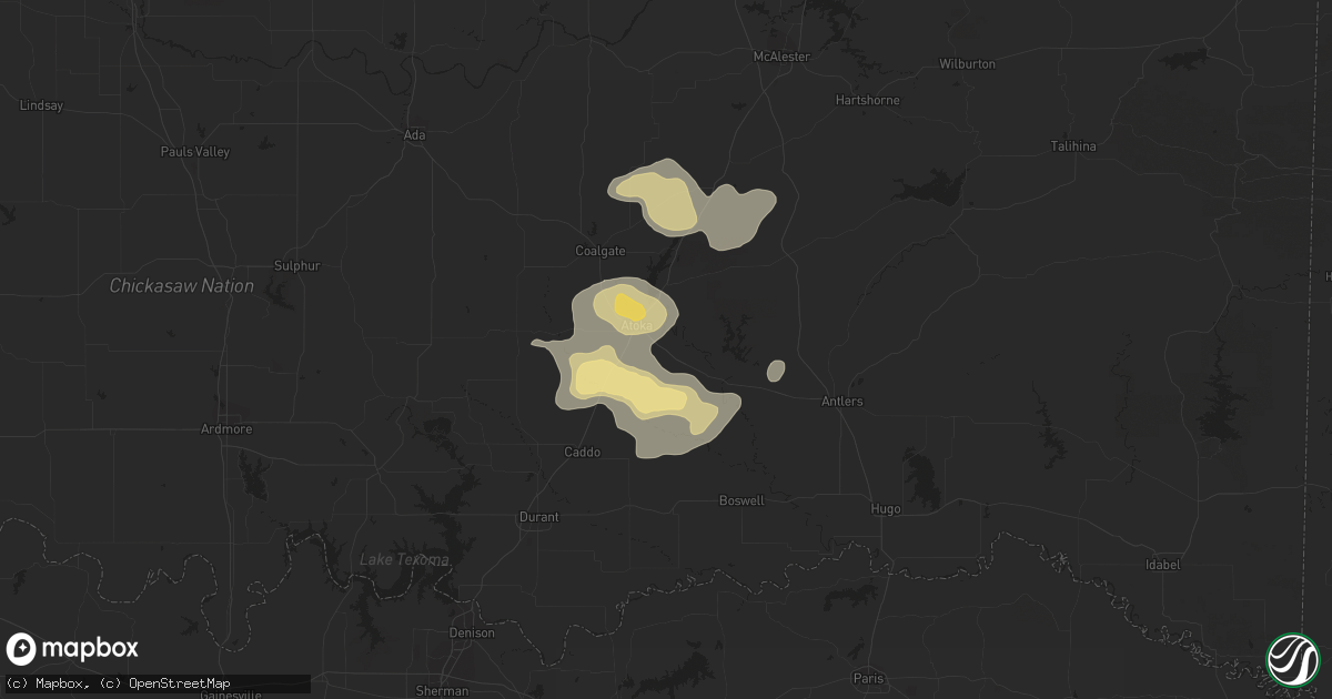 Hail map in Atoka, OK on April 13, 2014