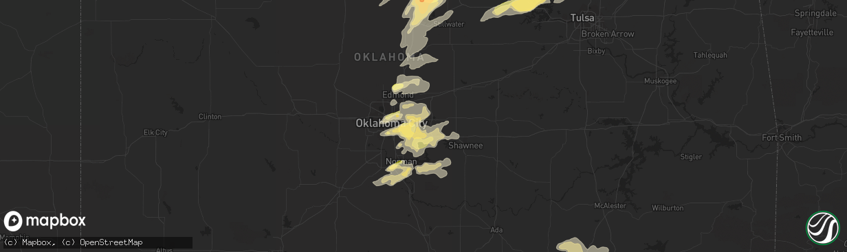 Hail map in Choctaw, OK on April 13, 2014