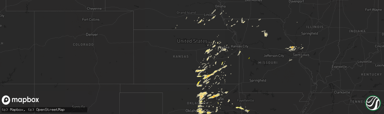 Hail map in Kansas on April 13, 2014