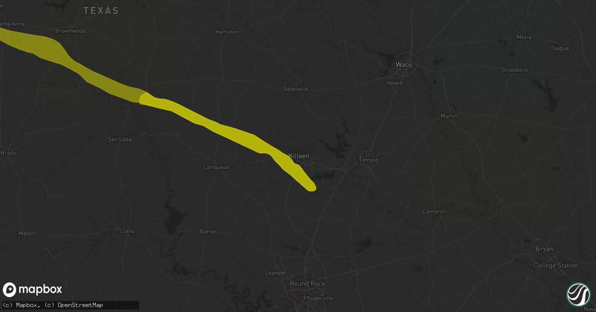 Hail map in Killeen, TX on April 13, 2014