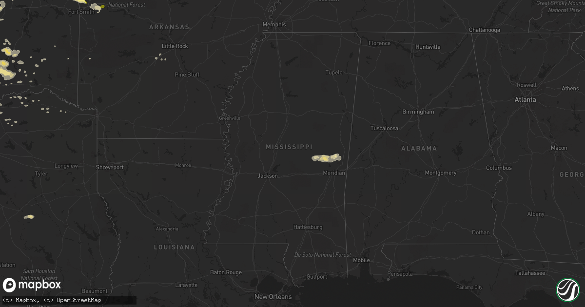 Hail map in Mississippi on April 13, 2014
