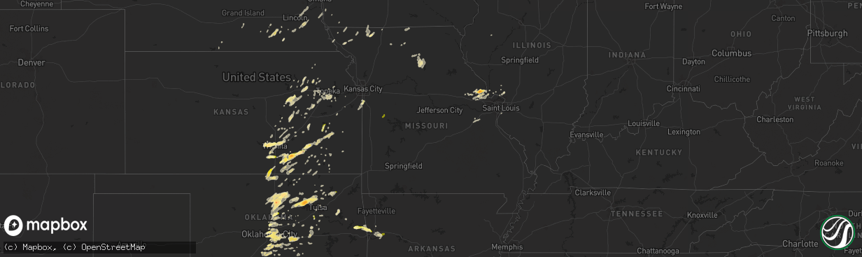 Hail map in Missouri on April 13, 2014