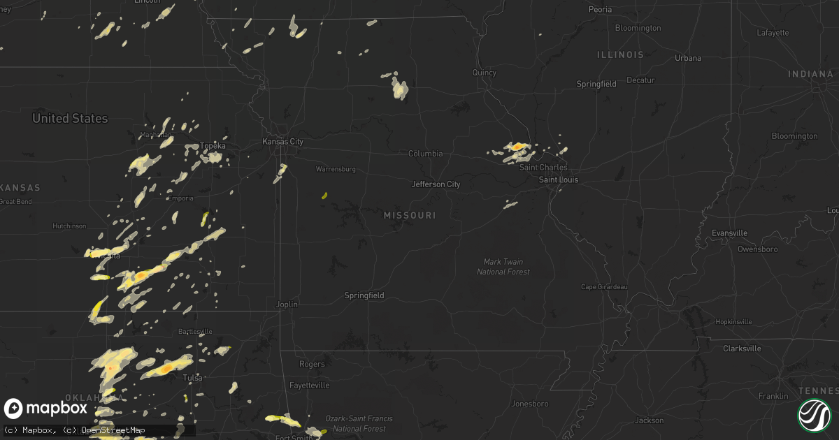 Hail map in Missouri on April 13, 2014