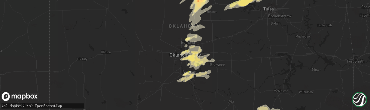 Hail map in Oklahoma City, OK on April 13, 2014