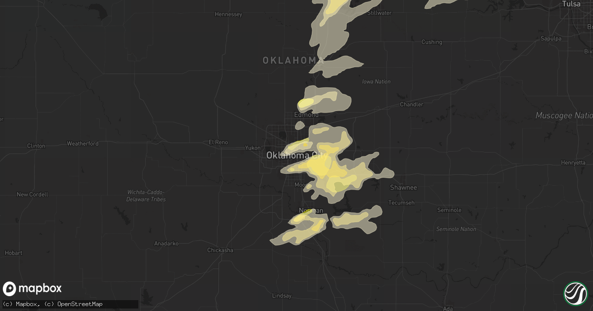 Hail map in Oklahoma City, OK on April 13, 2014