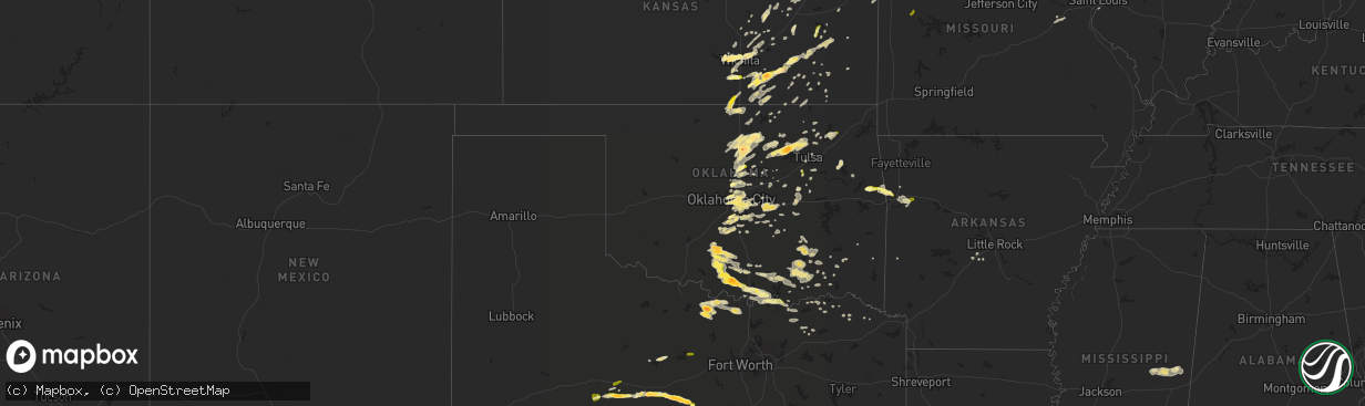 Hail map in Oklahoma on April 13, 2014