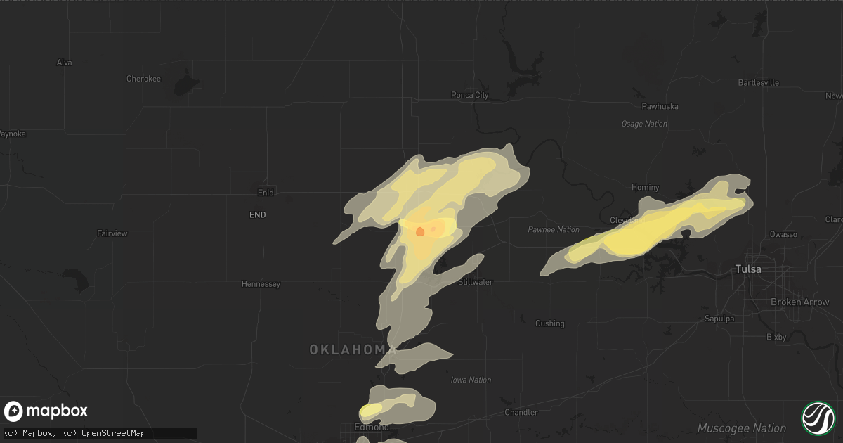 Hail map in Perry, OK on April 13, 2014