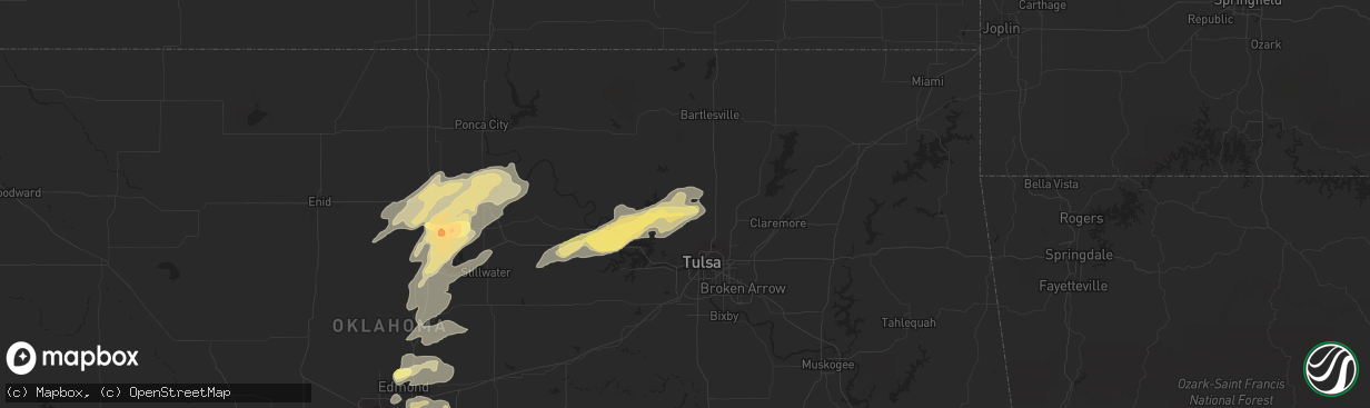 Hail map in Skiatook, OK on April 13, 2014