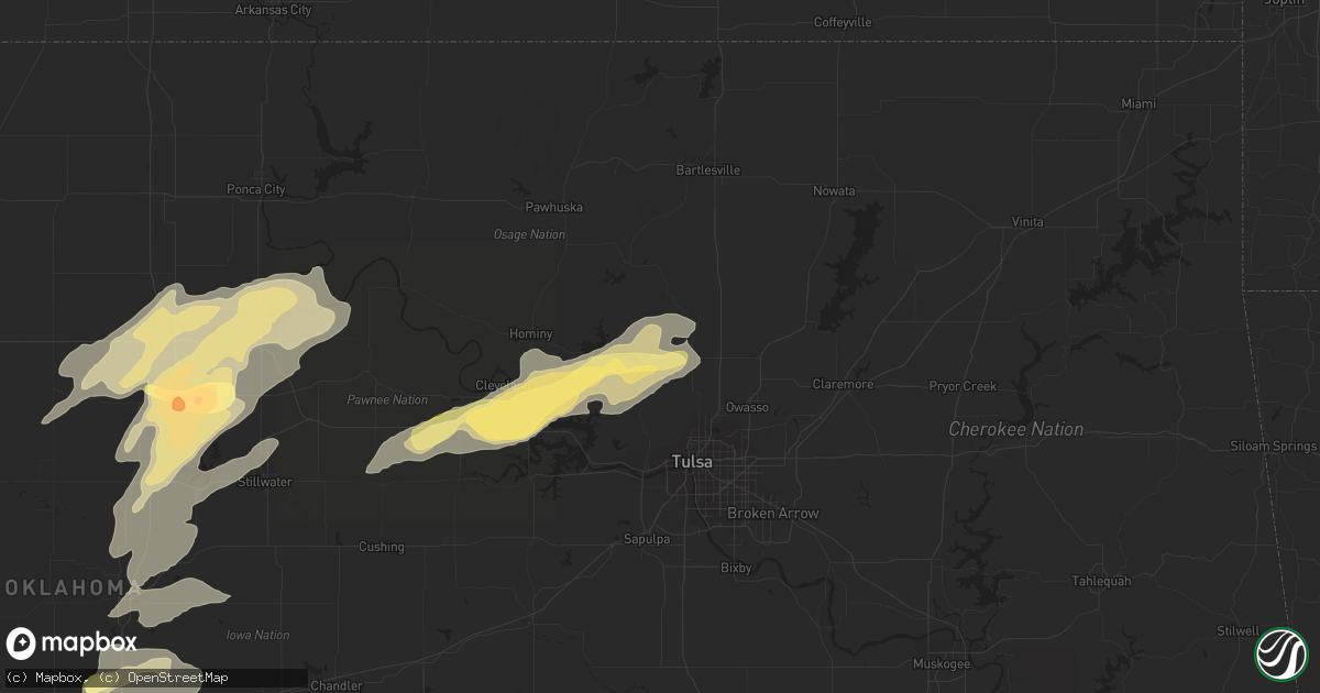 Hail map in Skiatook, OK on April 13, 2014