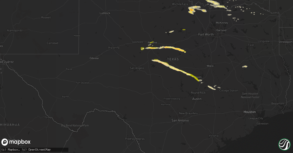 Hail map in Texas on April 13, 2014