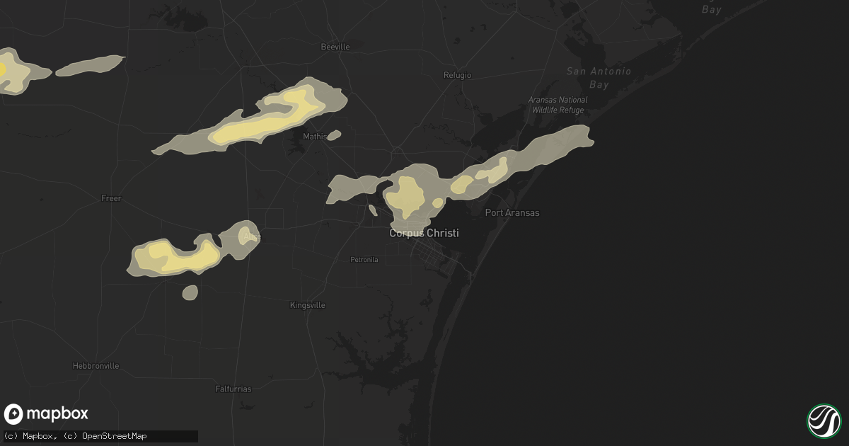 Hail map in Corpus Christi, TX on April 13, 2015