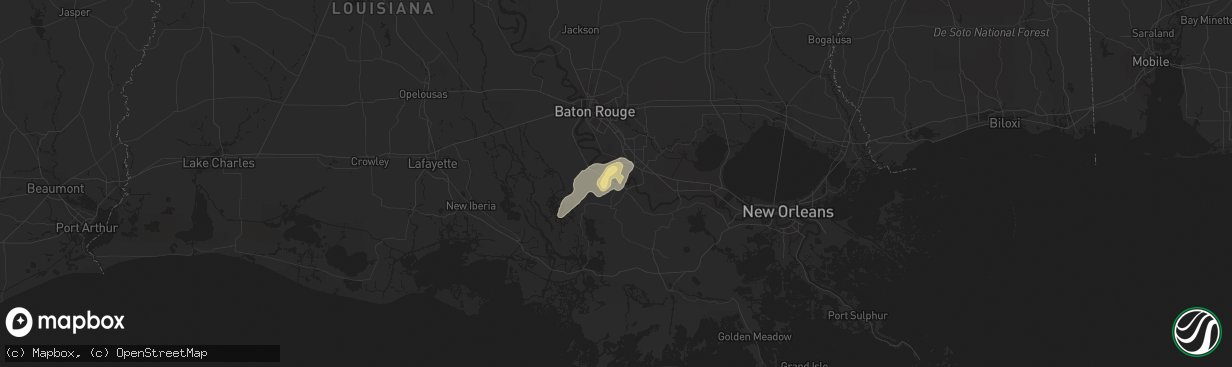 Hail map in Donaldsonville, LA on April 13, 2015